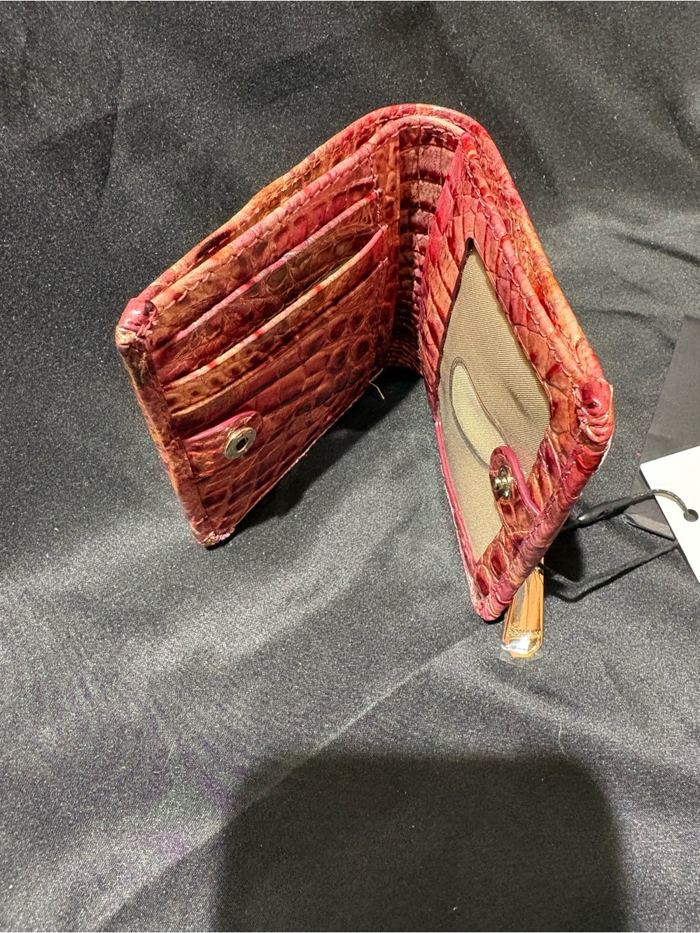 Brahmin Red Croc-Embossed Leather Bifold Wallet - Picture 4 of 4